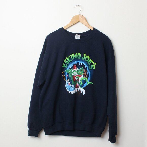 Eskimo Joe's Grinch Sweatshirt Mens Large Blue Holiday Christmas - Picture 1 of 6